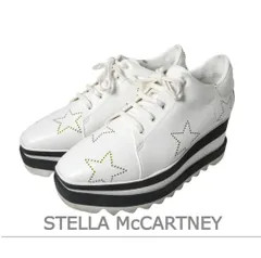 STELLA McCARTNEY ステラマッカートニー ELYSE エリス プラットフォームシューズ スニーカー ローファー 厚底 スター レースアップ レザー ホワイト サイズ38 約25㎝ レディース 古着 中古