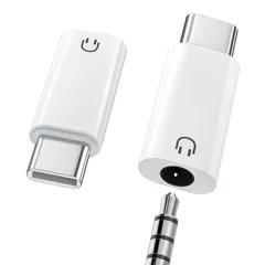 【2個セット】 MoKo USB C to 3.5mm イヤホンジャック 変換アダプター 3.5mm 4極 3極 Type C イヤホン/ヘッドセット変換アダプタ DACチップ搭載 音楽/音量調節/通話 インラインコントロール対応 /iPhone16/15/i