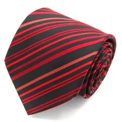 レミュー ブランド ネクタイ シルク ストライプ柄 メンズ ブラック LES MUES  【中古】