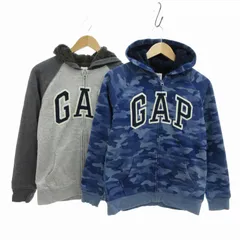 ギャップキッズ GAP KIDS おまとめ2点セット ジップアップパーカー フーディ 裏起毛 ロゴ カモフラ 長袖 XXL 青 ブルー グレー /FT