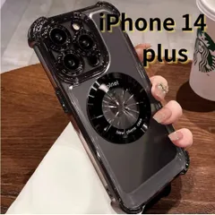 ［ショップス］iPhone14 plus スマホケース 黒 クリア ワイアレス充電 耐衝撃 レンズ保護 軽量 透明 おしゃれ シンプル E023　E
