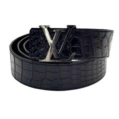 【中古】LOUIS VUITTON ルイヴィトン サンチュール イニシャルベルト M9896 BC1184 クロコダイル クロコ 110サイズ メンズ ベルト LVロゴ LVバックル 人気 お洒落 【ブランドギャラリー心斎橋店】