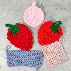 【障がい者さん作品】手作り エコたわし ハンドメイド 5個入り セット まとめ売り ※作品はどれが届くかはお楽しみです♪