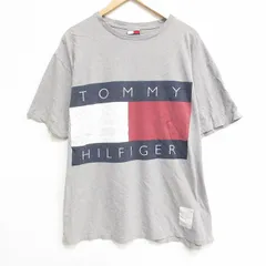 XL/古着 トミーヒルフィガー 半袖 ビンテージ ブランド Tシャツ メンズ 90s ビッグロゴ 大きいサイズ コットン クルーネック グレー 霜降り