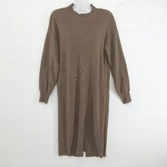 ◇ select MOCA セレクトモカ ハイネック バックボタン 長袖 膝下丈 ニットワンピース サイズM ブラウン系 レディース E  【1304100011249】
