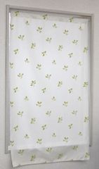 小窓 パイルレースカフェカーテン リーフ柄70×120cm グリーンkaei-26041-120