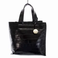 フルラ FURLA ハンドバッグ トートバッグ クロコ型押し レザー 黒 ブラック /YM ●D