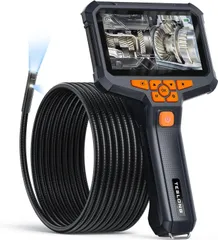 ファイバースコープ デュアルレンズ内視鏡カメラ、ケーブル長5m直径8mm 4.3インチIPSモニター工業用内視鏡、IP67防水性 自動車用HVACドレン壁用のスネークカメラ、スプリットスクリーン内視鏡スコープ 精密機械 配管 排水口 自宅建築 年末掃除の点検のサムネイル