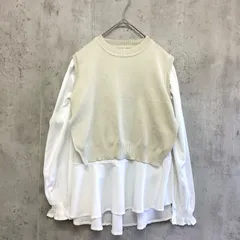 Bou Jeloud ブージュルード　ニットベスト付きブラウス　ベージュ×白　レディース　Fサイズ