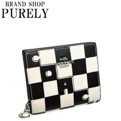 コーチ 財布 レディース COACH 折り財布 チェッカー ボード プリント スナップ ウォレット CT217 SVA16 ブラック×チョーク