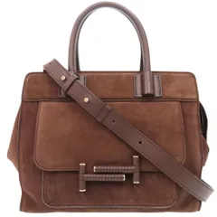 美品 トッズ ダブルT スウェード レザー ブラウン 2WAY ハンドバッグ ショルダーバッグ 茶 1307 TOD’S