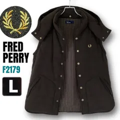 フレッドペリー★バデッドキルティングベスト★ウールミックス フーディ★FRED PERRY★中綿入り★ブラウン★メンズL    #2510O041