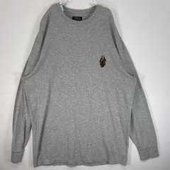 古着 ポロ・ラルフローレン POLO RALPH LAUREN 長袖Tシャツ サーマル ワッフル ポロベア 大きいサイズ 3XL  グレー 無地 メンズ