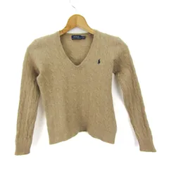 ポロラルフローレン セーター トップス ケーブルニット メリノウール イタリア糸 レディース Sサイズ ベージュ POLO RALPH LAUREN 【中古】