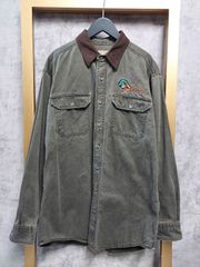 【US古着】90s Woolrich Dollar Embroidery Long sleeve shirt  / ウールリッチ ダック ドル 刺繍 ストリート アメカジ ジャケット 長袖シャツ カーキー L