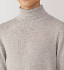 無印良品　紳士　洗えるウールリブタートルネックセーター