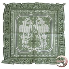 HERMES エルメス カレ70 Brides de Gala Bandana a Pois ブリッド・ドゥ・ガラ バンダナ ア ポア 942669S 03 スカーフ 2024SS グリーン ブラック【中古】