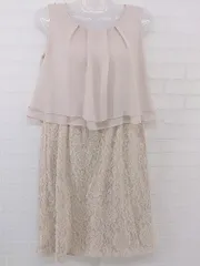 ◇ apres jour ドッキング レース シフォン ノースリーブ ミニ ワンピース サイズM ピンクベージュ系 レディース P  【中古】 【1209300016417】