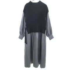 ITEMS URBAN RESEARCH アイテムズアーバンリサーチ 長袖 重ね着風 ロングワンピース Ｆ ブラック×グレー レディース 古着