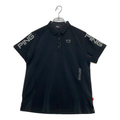 中古 レディース ピン PING 半袖ポロシャツ M 黒 ブラック ロゴプリント