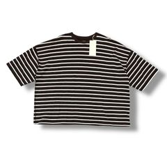 参考上代18700円 未使用品 JieDa 24SS KANOKO BORDER BIG TEE 鹿の子ボーダービッグTシャツ ジエダ JIE-24S-CT10 ブラウン ONE SIZE 84996A6