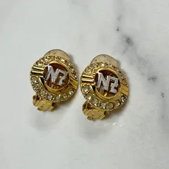 ニナリッチ ヴィンテージイヤリング ラインストーン ゴールドメッキ NINARICCI アクセサリー NRロゴ お洒落