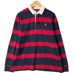 古着 ラルフローレン Ralph Lauren POLO by Ralph Lauren CUSTOM FIT ボーダー柄 長袖 ラガーシャツ メンズXL相当/eaa594603