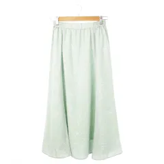 ルクールブラン le.coeur blanc スカート フレア ロング 薄手 とろみ感 エアリー プリント 花柄 線画 38 緑 グリーン /CK29 ☆