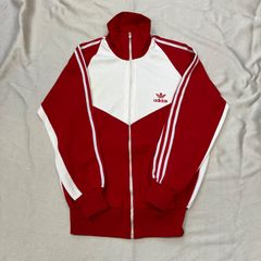 Y2K】adidas 縦ストライプ トラックジャケット 赤×白 希少 Oサイズ