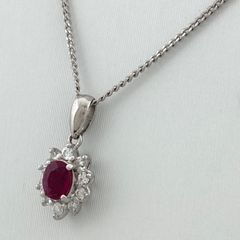 ルビー デザインネックレス プラチナ メレダイヤ ペンダント ネックレス Pt900 Pt850 ルビー レディース 【中古】