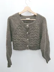 ◇ ⊇ earth music&ecology ショート丈 長袖 ニット カーディガン サイズF ブラウン レディース P  【1409090043925】