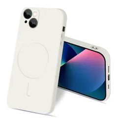 【在庫処分】柔軟 マット質感 スマホケース 液体シリコーン ストラップホール付き カバー アイフォン13 指紋防止 耐衝撃 シリコン 滑り止め ワイヤレス充電対応 MagSafe対応 落下防止 いpほね13 ケース 6.1インチ（オフホワイト） iPhone1