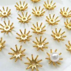 186【ビーズキャップ】50個入り・花芯（中）・ゴールド　花座　座金　ゴールド