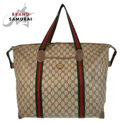GUCCI グッチ ヴィンテージ オールドグッチ シェリーライン ブラウン GGスプリームキャンバス/レザー 012 39 6211 ボストンバッグ 500464【中古】