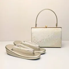 和装 草履バッグセット フォーマル 帯地 ゴールド フリー/LLサイズ kz2