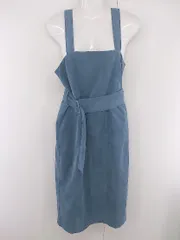 ◇ ◎ ROPE PICNIC コーデュロイ ウエストベルト 膝下丈 ジャンパースカート サイズ 38 ブルー レディース E  【1305010001184】