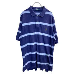 POLO RALPH LAUREN 半袖ポロシャツ XL ポロラルフローレン ビッグサイズ ボーダー ネイビー ライトブルー 古着卸 アメリカ仕入 t2410-3027