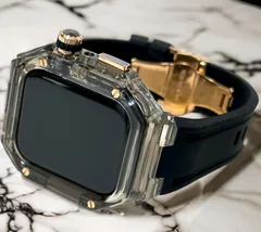 クリアブラック　ローズゴールド　ブラック★アップルウォッチ ラバーベルト カバー　クリア ケース 40mm 41mm 44mm 45mm 4 5 6 7 8 9 se スポーツ メンズ レディース　4スクリュー Apple Watch バンド　Dバックルモデル
