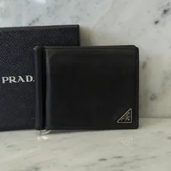 極美品✨RFID✨プラダ マネークリップ カードケース レザー　三角ロゴ　黒 楽天市場】PRADA プラダ メンズマネークリップ二つ折り財布