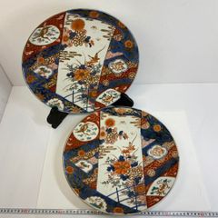 古伊万里 染錦 皿 2枚 タカト 東さ6-0625⑥ 古伊万里 染錦