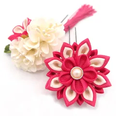 髪飾り 成人式 振袖 浴衣 袴 ２点セット ピンク つまみ細工 結婚式 入学式 入園式 卒園式 卒業式 七五三 ブライダル 前撮り 和装 日本製 花 かんざし フォーマル 花飾り 人気 簪 着物 ローズ W 30 323-282 u852　Si