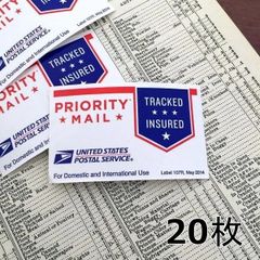 543・Ａ-1113　Priority Mail　20枚　アメリカ　ＵＳＰＳ　郵便ステッカー　プライオリティメール　郵便シール　郵政ラベル　シール　発送シール　ラベルシース　海外紙もの　海外ステッカー　ジャンクジャーナル　レター