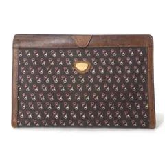 OLD Gucci 逆三角形ビット柄クラッチバッグ（茶・大） (GP-082C)