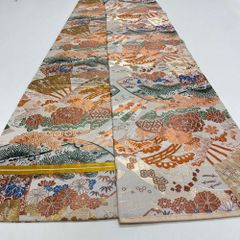 丸帯 アンティーク ヴィンテージ 全通 金帯 404cm 花嫁衣装 貸衣装 中古 リサイクル 結婚式 婚礼 着付け 舞台 きもの 着物 4119