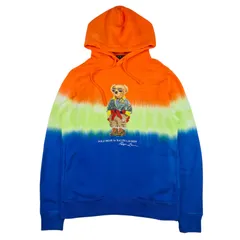 美品★POLO Ralph Lauren・ポロラルフローレン タイダイ ポロベアープリント マルチカラー プルオーバー パーカー ユニセックス(S)メンズ レディース スウェットパーカー スウェット 秋冬物 アウター トップス ブランド カジュアル