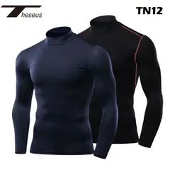 【 THESEUS 】 テセウス  TN12 ネイビー ブラックレッド 色違い２枚セット メンズ シャツ インナー 長袖 コンプレッションウェア スポーツ ジム ランニング サッカー ウェア ゴルフ 春 夏 秋 冬 丸首  冷感 速乾 軽量 伸縮性