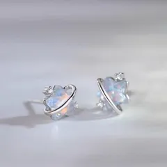 N5800 オパール風　星型シルバーピアス　星のピアス　S925