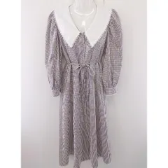 ◇ ◎ OLIVE des OLIVE チェック ウエストリボン 長袖 ロング ワンピース サイズF パープル ベージュ ホワイト レディース  【中古】 【1205120003675】