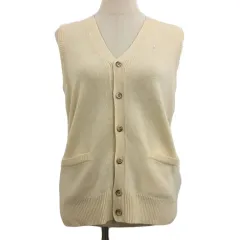 イーストボーイ EAST BOY ベスト ジレ ニット Vネック 前開き ウール ロゴ 刺繍 ノースリーブ 11 ベージュ ピンク