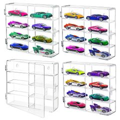 アクリル本舗 トミカ 収納 トミカケース ミニカー 収納 コレクションケース 駐車場 パーキング ディスプレイ 鑑賞 (【壁掛け用穴開き】8マス×4個セット) [【壁掛け用穴開き】8マス×4個セット]のサムネイル